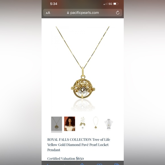 18k Tree of Life Stunning Freshwater Pearl + Diamond Locket Pendant NWOT - Picture 5 of 8